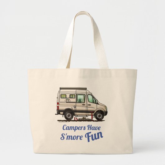 Sprinter Camper Van RV happy camper Grote Tote Bag (Voorkant)