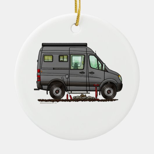 Sprinter Camper Van RV happy camper Keramisch Ornament (Voorkant)