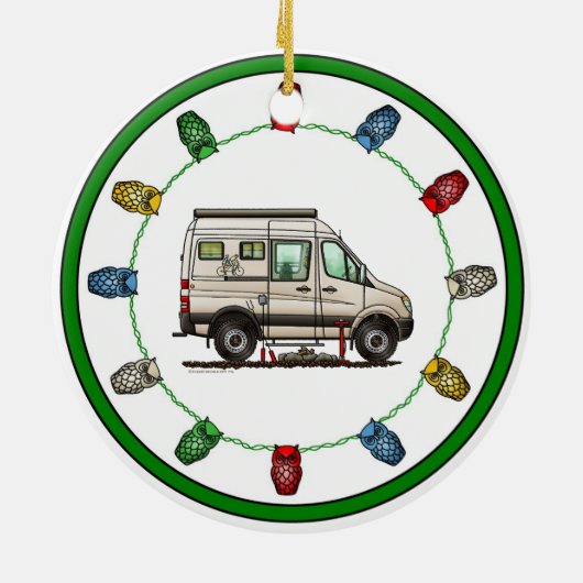 Sprinter Camper Van RV happy camper Keramisch Ornament (Achterkant)