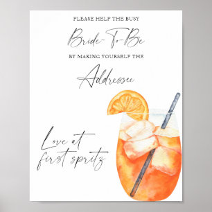 Spritz bruid - help de drukke bruid Adresseer Poster