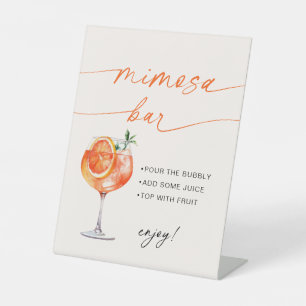Spritz Mimosa Bar Modern Calligraphy Tafelkaart Reclamebord Met Voetstuk
