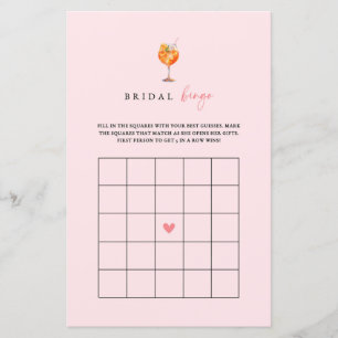 Spritz Vrijgezellenfeest Bruids Bingo Game Kaart