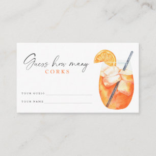 Spritz Vrijgezellenfeest Raad eens hoeveel kurken Informatiekaartje