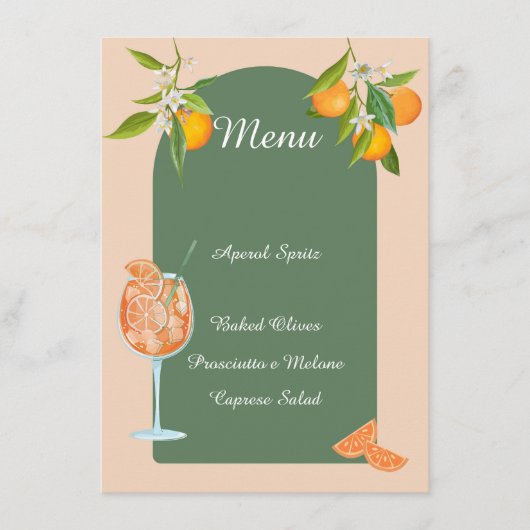 Spritz Zomer Verjaardag Menu (Voorkant)