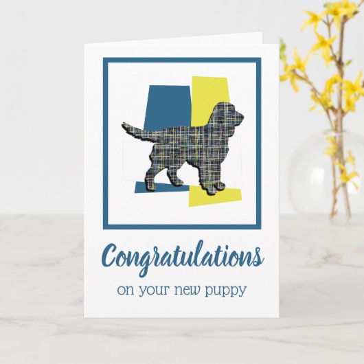 Sprocker Spaniel Dog Puppy Gefeliciteerd Kaart (Gele Bloem)