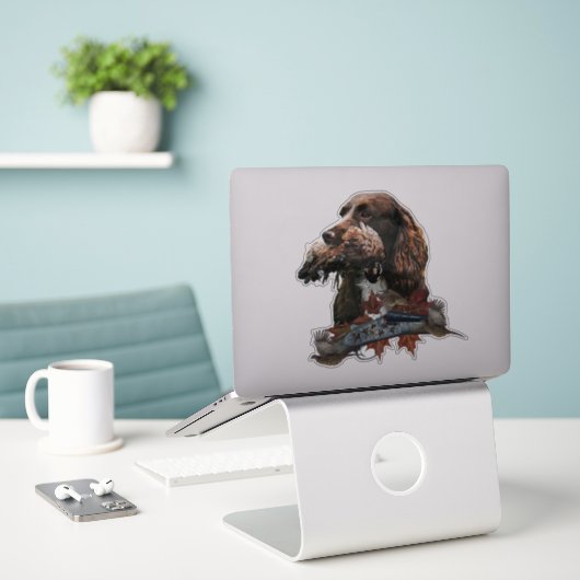 Sprocker Spaniel, Pistool dog art Sticker (Laptop op bureau)