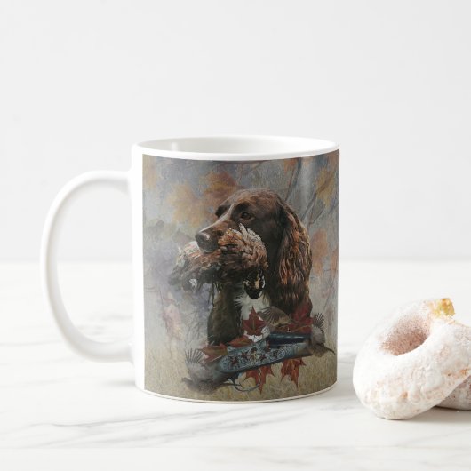 Sprocker Spaniel, Pistool hondenkunst Koffiemok (Met donut)