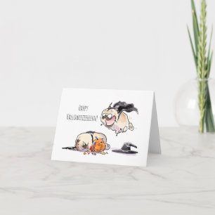 Sprong Happy Halloween-pug-kaart Kaart