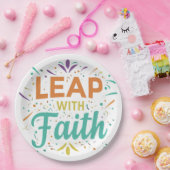 Sprong met geloof papieren bordje (Feest)