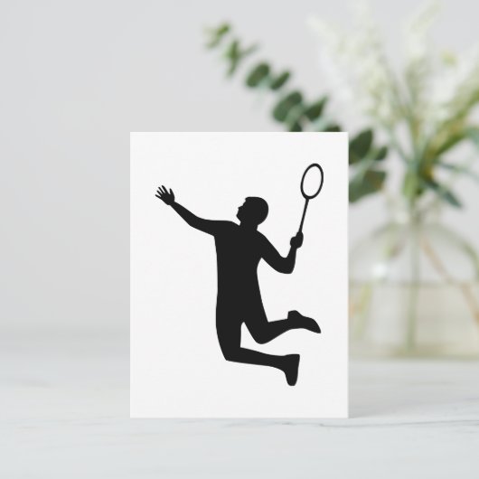 sprong speler Badminton Briefkaart (Staand voorkant)