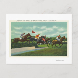 Sprong van steepelschacht op rails briefkaart