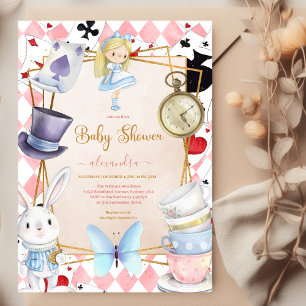 Sprookje Alice in Wonderland Baby shower Kaart