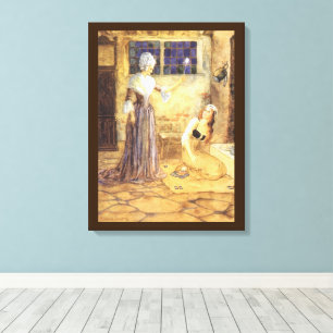 Sprookje Assepoester met Goede Fee Canvas Afdruk