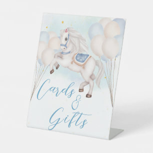 Sprookje baby Pony Blauw ballon sterkaarten & cade Reclamebord Met Voetstuk