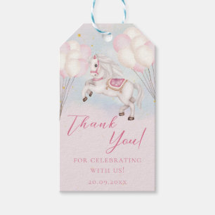 Sprookje baby Pony roze ballonnen sterren Dank je Cadeaulabel