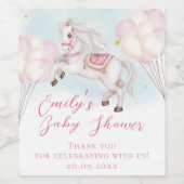 Sprookje baby Pony roze ballonnen sterren Douche W Wijn Etiket (Enkel label)