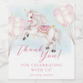 Sprookje baby Pony roze ballonnen sterren vieren Wijn Etiket (Enkel label)