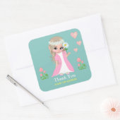 Sprookje & Bloemen Bedankt op Lichtblauwe Sticker (Envelop)