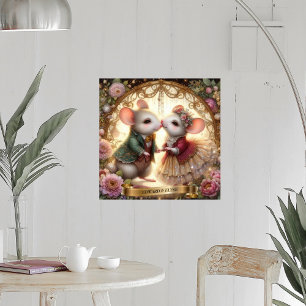 Sprookje Bruiloft Bloemenmuis Romance Aangepaste n Poster