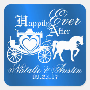 Sprookje Carriage Sapphire Blue Vierkante Sticker