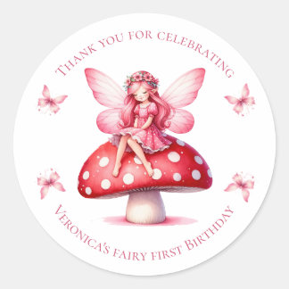 Sprookje Dank Je Voor Het Vieren Roze Verjaardag Ronde Sticker
