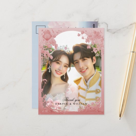 Sprookje dank u foto bruiloft Briefkaart (Voorkant / Achterkant in situ)