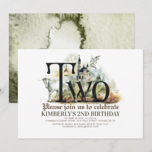 Sprookje Eenhoorn Draak Magisch Kasteel 2e Verjaar Kaart