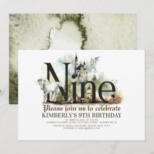 Sprookje Eenhoorn Draak Magisch Kasteel 9 Verjaard Kaart