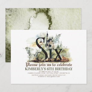 Sprookje Eenhoorn Dragon Magic Castle 6 Verjaardag Kaart