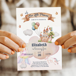 sprookje eenhoorn kasteel meisje verjaardag uitnod kaart