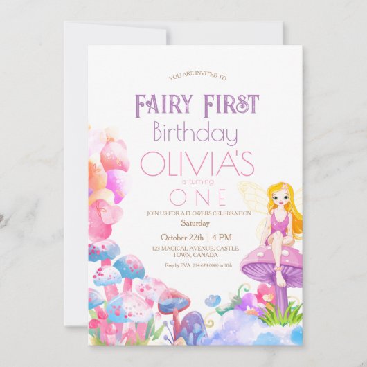 Sprookje Eerste Thema Paddenstoel 1e Verjaardagsfe Kaart (Voorkant)