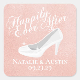 Sprookje Glas Slipper Blush Roze Vierkante Sticker