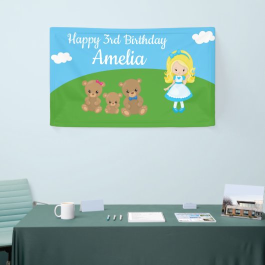 Sprookje Goudlokje Drie Beren Verjaardagsbanner Spandoek (Beurs)