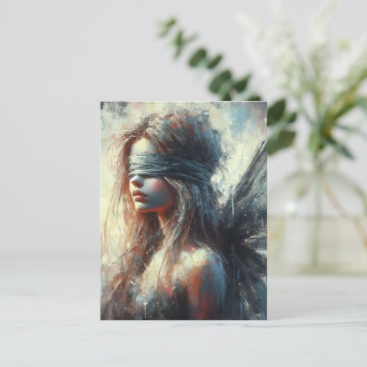 Sprookje in een blinddoek briefkaart (Staand voorkant)