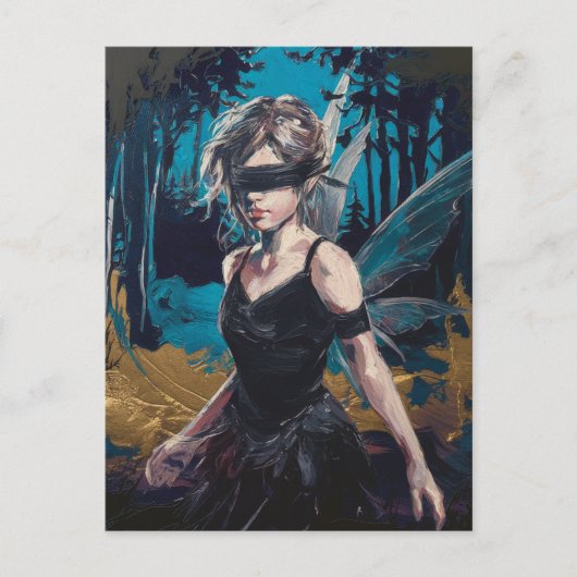 Sprookje in een blinddoek in het bos briefkaart (Voorkant)