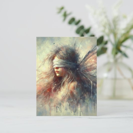 Sprookje in een blinddoek met verfdruppels briefkaart (Staand voorkant)