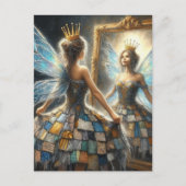 Sprookje in een gewatteerde jurk en een gouden kro briefkaart (Voorkant)