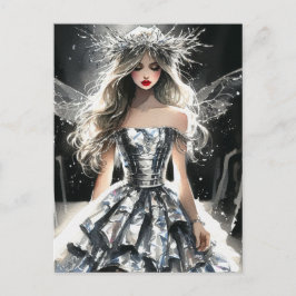 Sprookje in een Mode Show Tinfoil Dress Waterverf Briefkaart