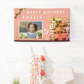 Sprookje Kasteel Deur Bloem Verjaardagsfeest Foto Spandoek (Insitu)