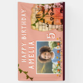 Sprookje Kasteel Deur Bloem Verjaardagsfeest Foto Spandoek (Verticaal)