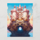 Sprookje Kasteel Roze Wit Goud Fantasy Kunst Briefkaart (Voorkant)