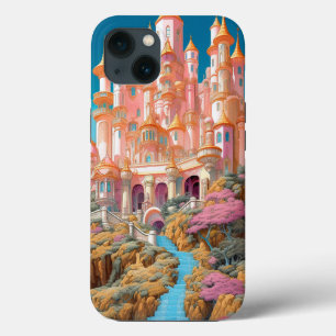 Sprookje Kasteel Roze Wit Goud Fantasy Kunst iPhone 13 Hoesje