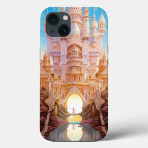 Sprookje Kasteel Roze Wit Goud Fantasy Kunst iPhone 13 Hoesje