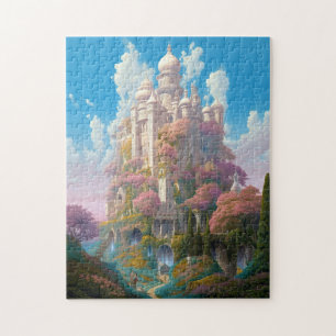 Sprookje Kasteel Roze Wit Goud Fantasy Kunst Legpuzzel