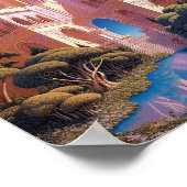 Sprookje Kasteel Roze Wit Goud Fantasy Kunst Poster (Hoek)