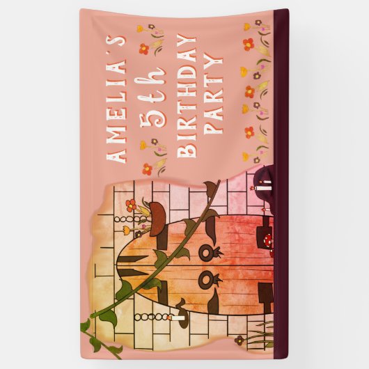 Sprookje Kasteeldeur Bloemenmeisje Verjaardagsfees Spandoek (Verticaal)