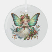 Sprookje Kerstmis Vlinder Glas Ornament (Voorkant)