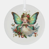 Sprookje Kerstmis Vlinder Glas Ornament (Achterkant)