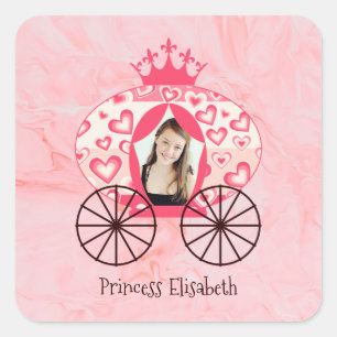 Sprookje Koninklijke Prinses Carriage Meisje Verja Vierkante Sticker