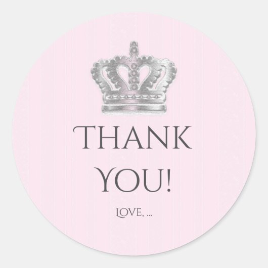 Sprookje Kroon Roze Prinses Party Favor Ronde Sticker (Voorkant)